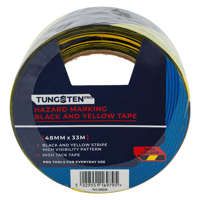 Tungsten Black and Yellow Hazard Tape