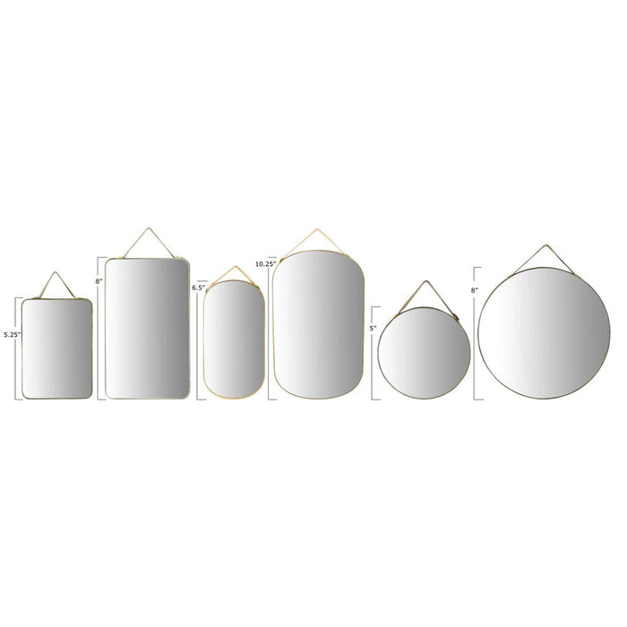 Velvet Edged Wall Mirrors with Hangers, 8"