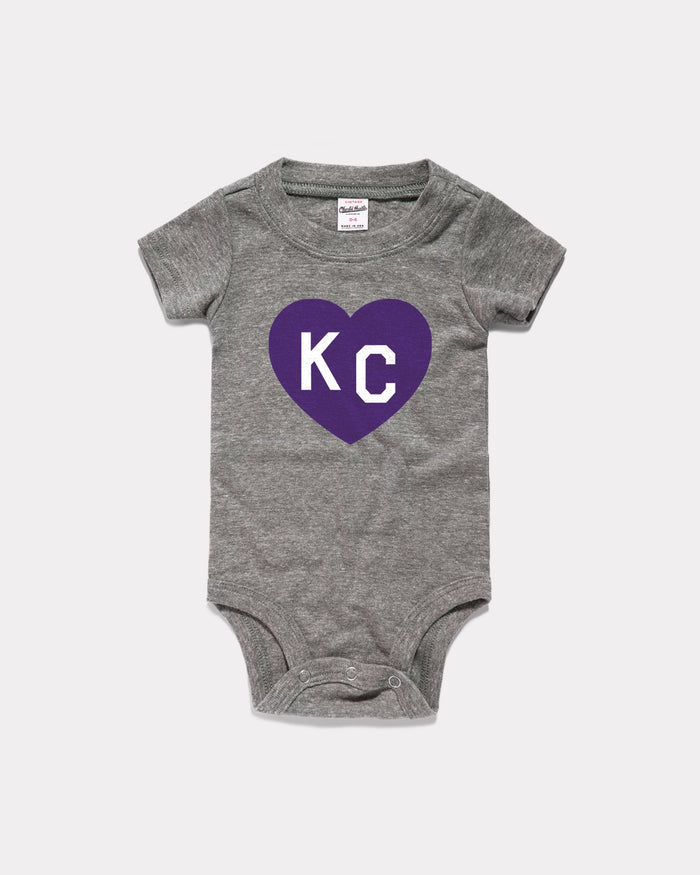 Vintage Grey & Purple KC Heart Onesie