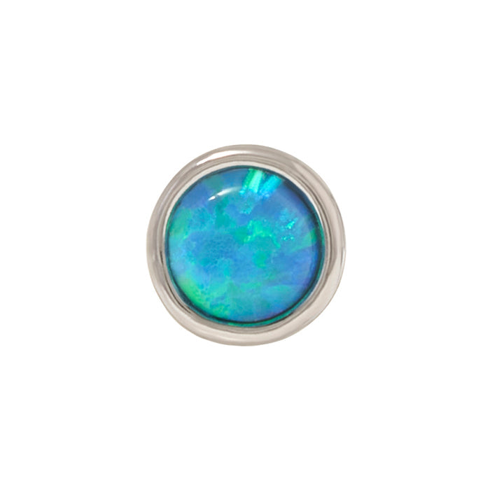 White Rhodium Silver Faux Opal Pin 18g/16g