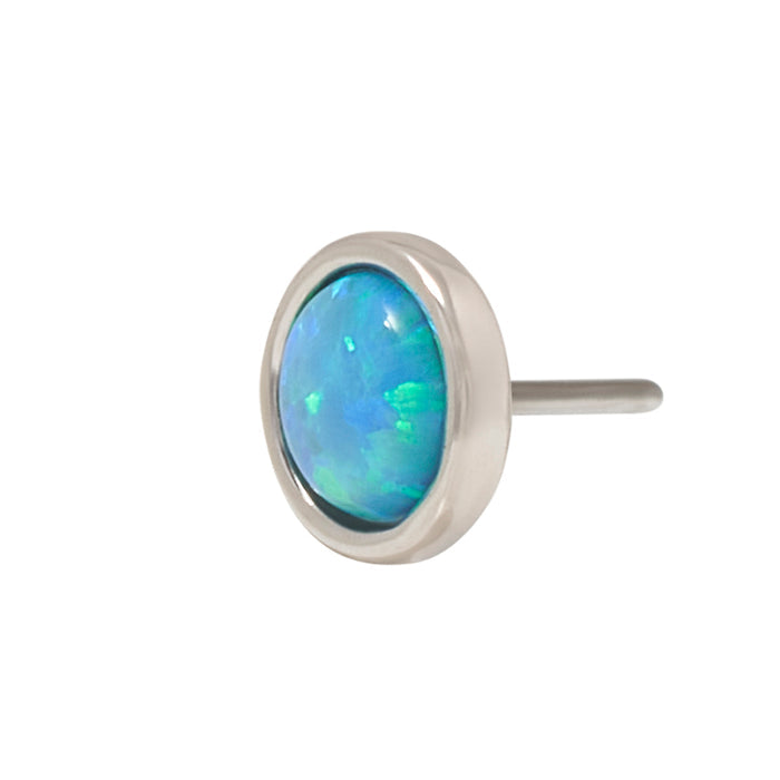 White Rhodium Silver Faux Opal Pin 18g/16g