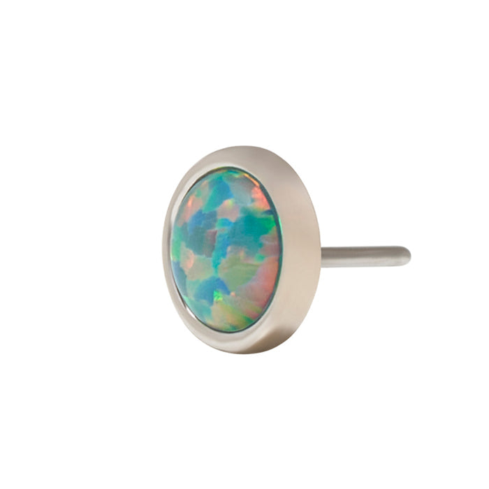 White Rhodium Silver Faux Opal Pin 18g/16g