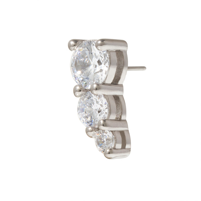 White Rhodium Silver Majestic CZ Pin 18g/16g