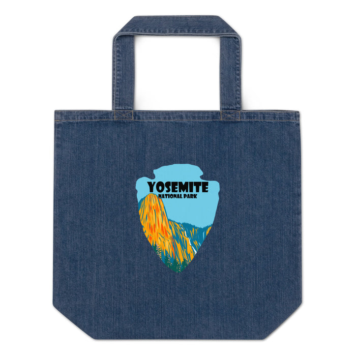 Yosemite National Park Shield Organic denim tote bag