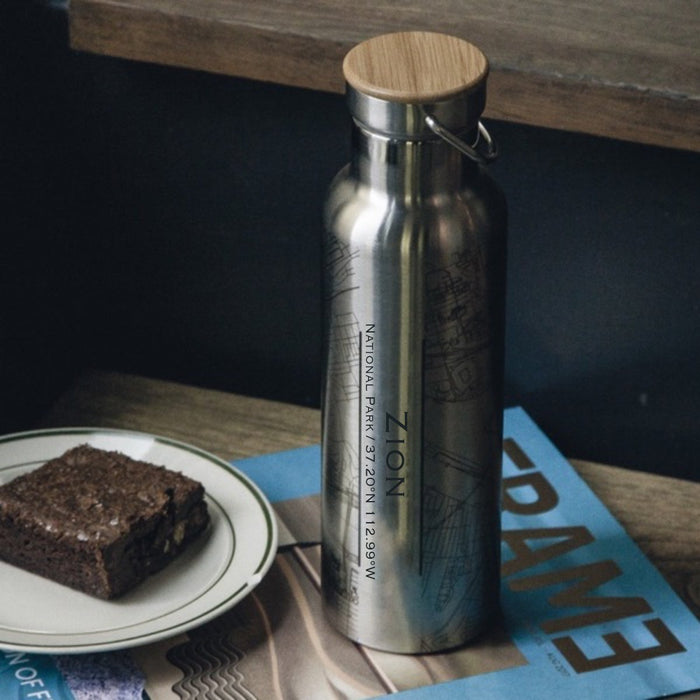 Zion National Park Topographic Map Water Bottle